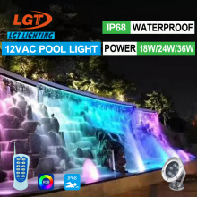 LED不锈钢水底灯 明装水池灯 七彩遥控RGB  假山鱼池景观灯水下灯