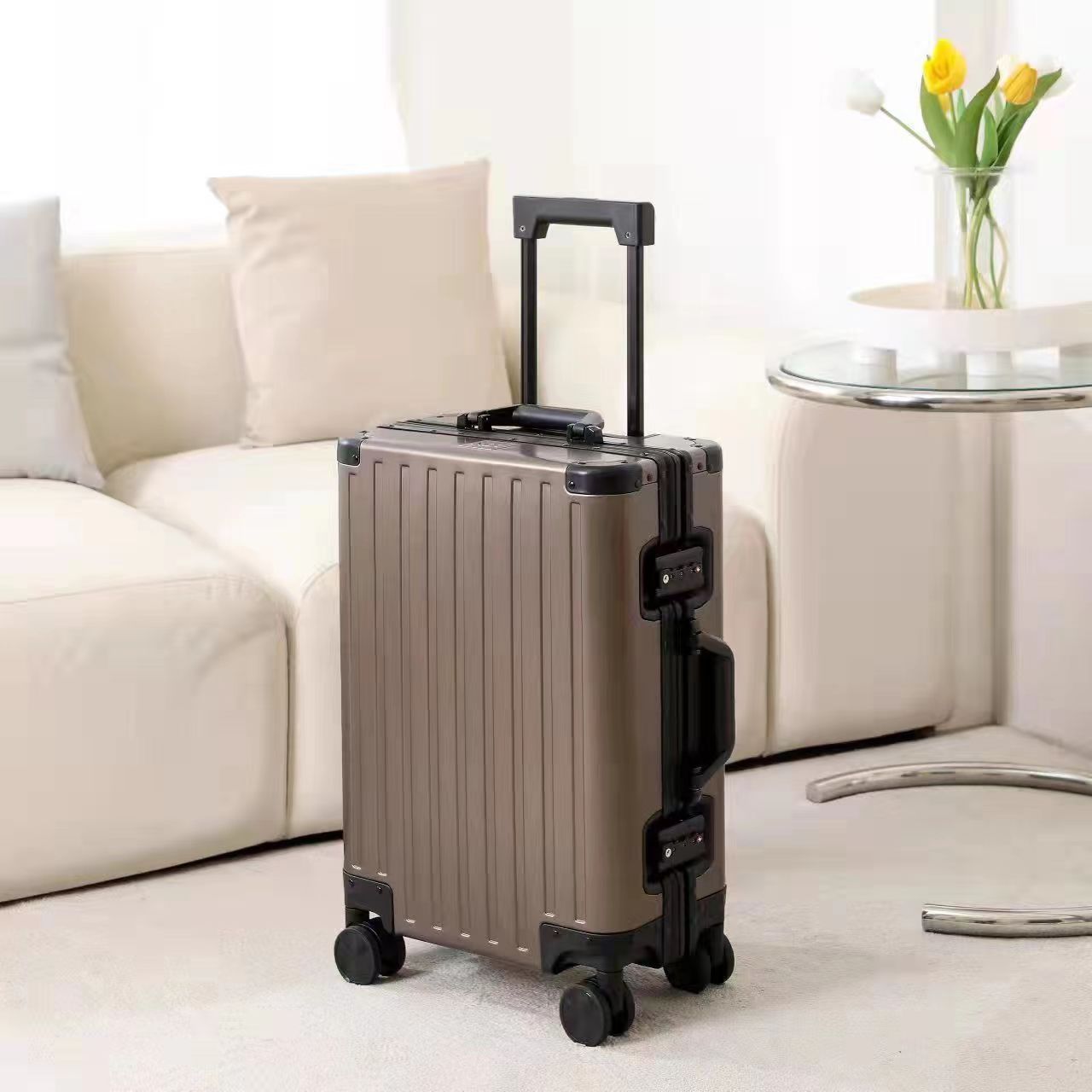 All-Aluminum Magnesium Alloy Luggage Female Male Aluminum Alloy Trolley Case Aluminum Frame 26-Inch Metal Suitcase 24-Inch Password Suitcase