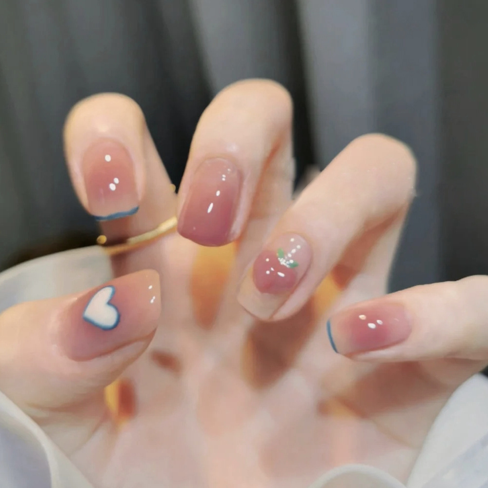 可穿戴甲片成品批发假指甲 新款印刷穿戴甲短款 果冻胶美甲甲片_义乌