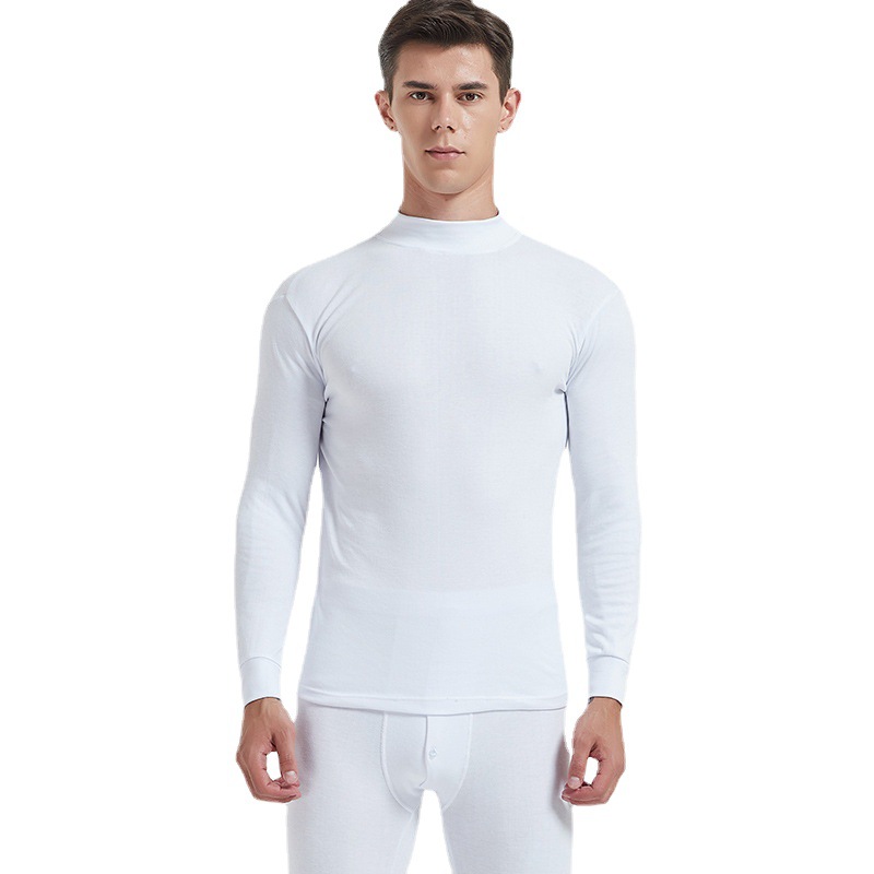 Cl2023 Fall Winter Men Pure Cotton Underwear Set Underwear Long Johns Cotton Jersey Solid Color Medium round Neck Suit Batch