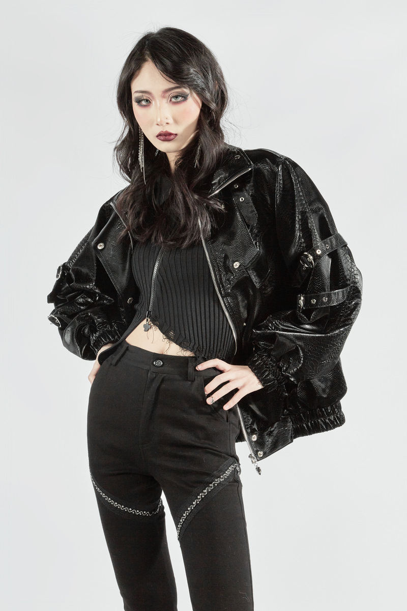 甜酷机车皮短款皮衣外套女冬2022新款设计感炸街夹克上衣