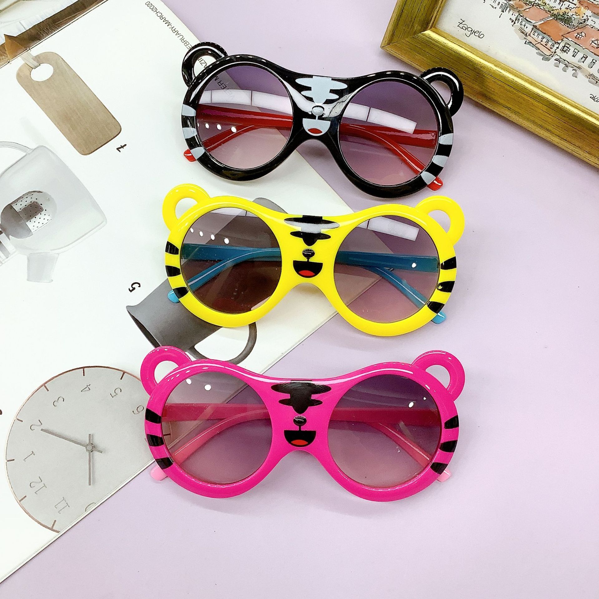 New Fashion Korean Style Kids Sunglasses Cute Cartoon Tiger Glasses Cute Baby Sunglasses Sunglasses Wholesale