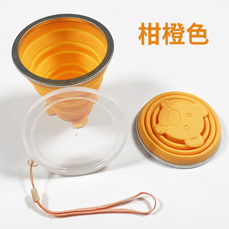 320ml Bear Bottom Folding Silica Gel Cup Portable Water Cup Food Grade Cup Portable Retractable High Temperature Resistant