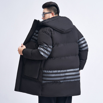 t517 大码棉衣男潮胖子280斤中长款加肥加大外套宽松休闲保暖棉服