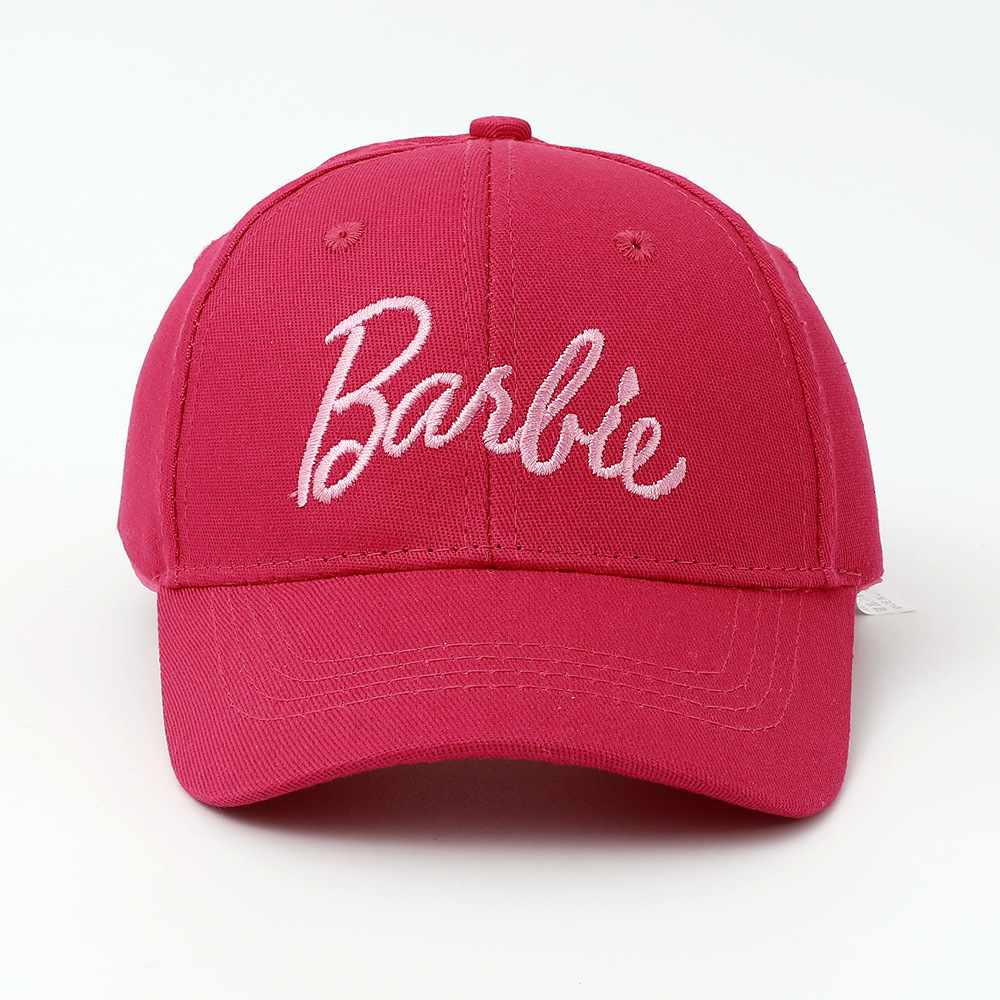 Cross-Border Barbie Pink Pure Cotton Embroidery Hat Ins Korean Fashion Cute Adult Curved Brim Peaked Cap Baseball Cap