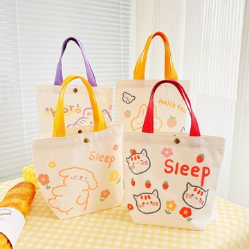 新款手提包便当袋女饭盒袋时尚帆布包外出小布袋妈咪帆布手提袋子