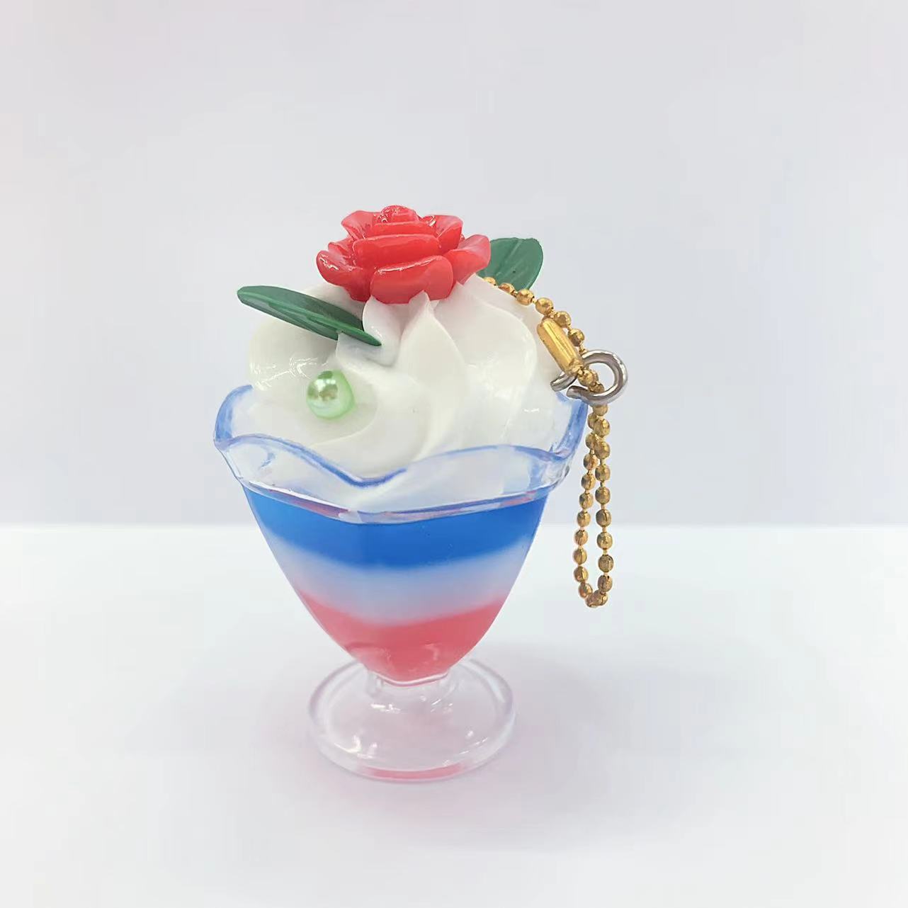 Simulation Ice Cream Cup Dessert Cup Mousse Cup Lanyard Creative Cute Decoration Ornament Student Schoolbag Backpack Pendant