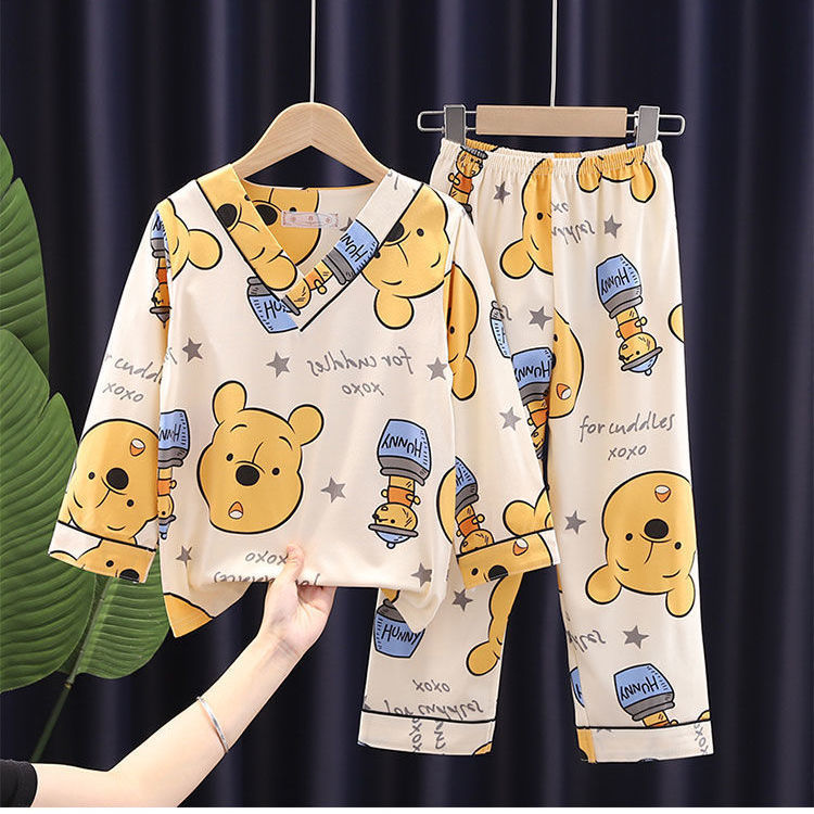 儿童睡衣女春秋长袖薄款家居服夏季男童女童大童大码可爱卡通套装