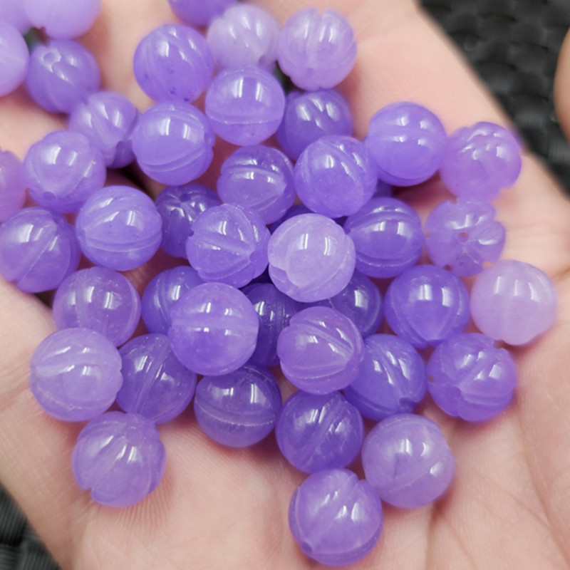 紫罗兰南瓜珠玉石散珠紫色石英岩玉福瓜珠子手链项链饰品配件珠子