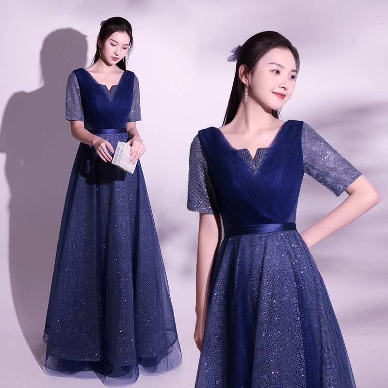 大合唱演出服女长裙诗歌朗诵蓬蓬纱裙爱国主持人指挥礼服表演服装