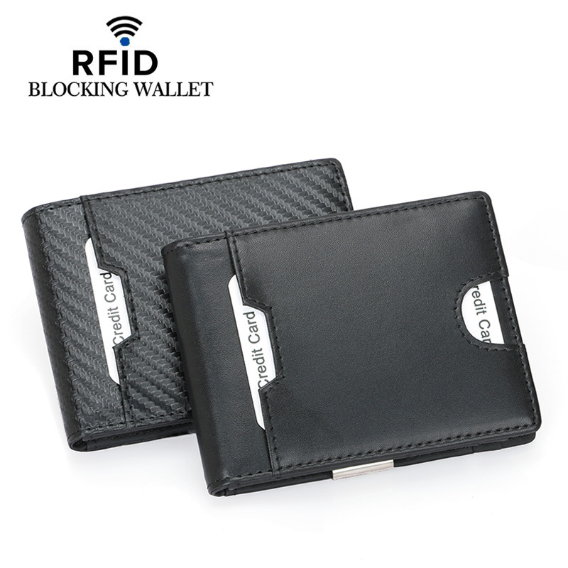 亚马逊跨境新款真皮RFID多功能美金夹男士钱包热销多卡位零钱卡包