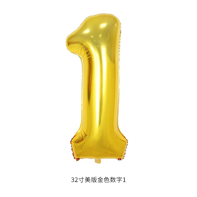 32-Inch Birthday American Version Digital Aluminum Film Balloon Ribbon Backer-Card Independent Packaging Birthday Party Anniversary Digital Balloon