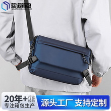 跨境亚马逊黑色皮膜男士简约斜挎包 户外机能单肩包大容量骑行包
