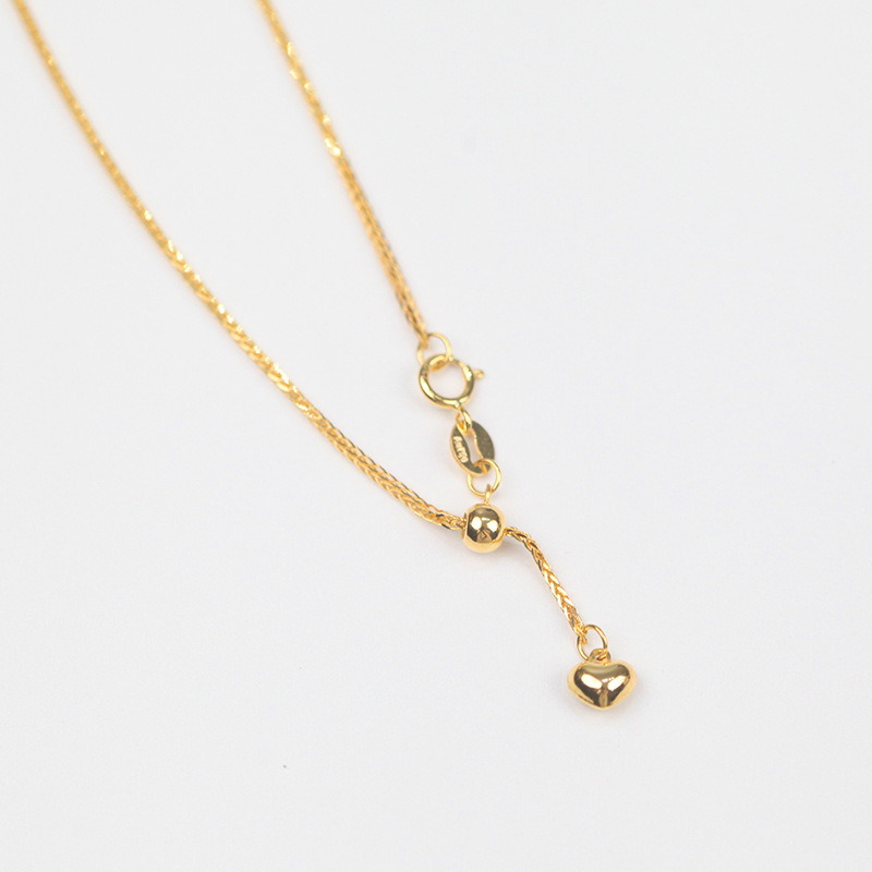 亿新珠宝 18k黄金au750爱心 肖邦链 可调节项链 18k玫瑰金18k白金