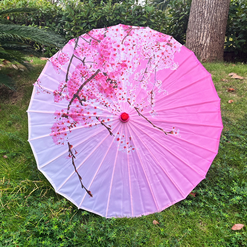 Craft Umbrella Solid Wooden Pole Dance Umbrella Cheongsam Silk Umbrella Performance Umbrella Decorative Ceiling Flower Cloth Umbrella Oil Paper Hanfu Umbrella