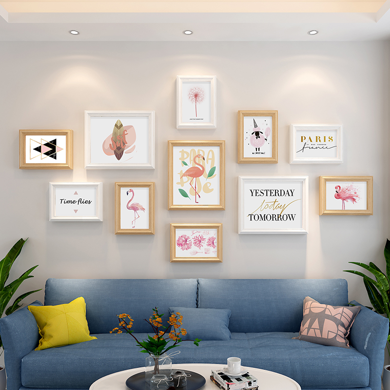 北欧风相框组合沙发背景墙照片墙装饰创意网红房间打印相片加画框