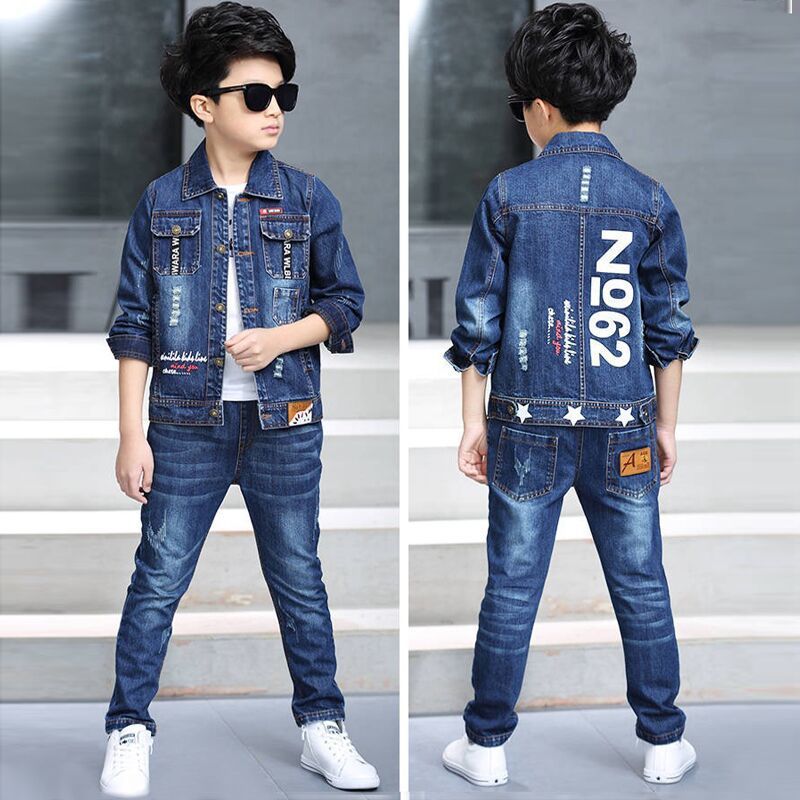 [支持代发]儿童秋装童装男童牛仔套装儿童春秋装新款男孩中大潮衣