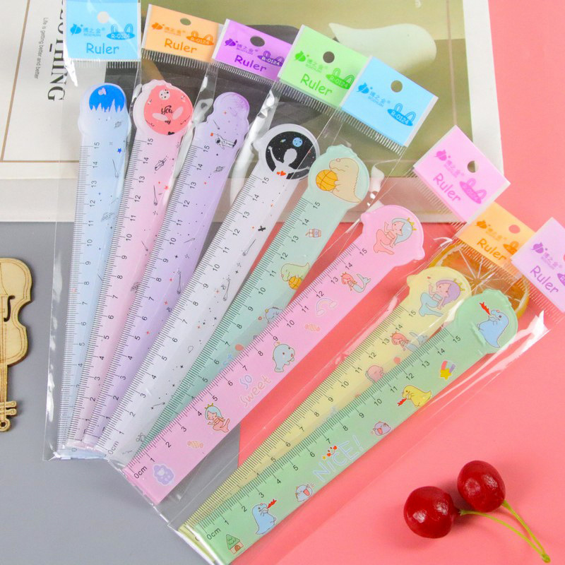 Cartoon Shaped Ruler Drawing Measuring Tool Student Ruler 15cm a Scale Children Gift Transparent Plastic Ruler