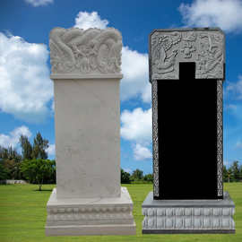 定制墓碑石碑汉白玉石雕龙凤碑寺庙功德碑陵园墓地香炉狮子摆件