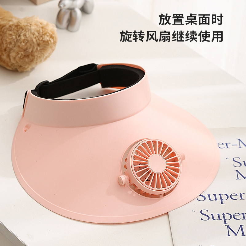 Cross-Border New Arrival Summer Sun-Proof Fan Simple Rotatable Large Wind Outdoor Usb Charging Hat Fan