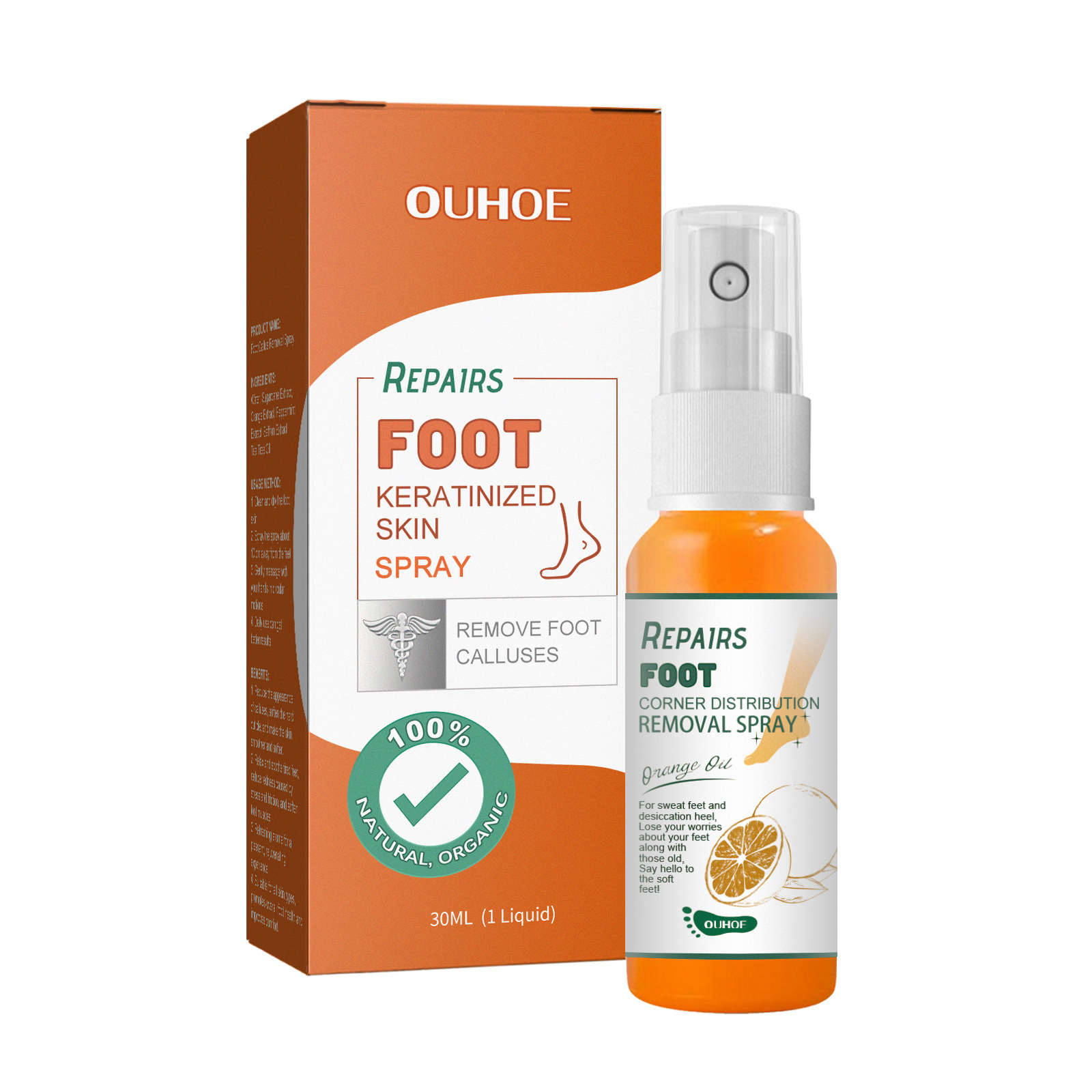 Ouhoe Foot Exfoliating Spray Repair Foot Heel Calluses Dead Skin Anti-Chapping Foot Care Spray