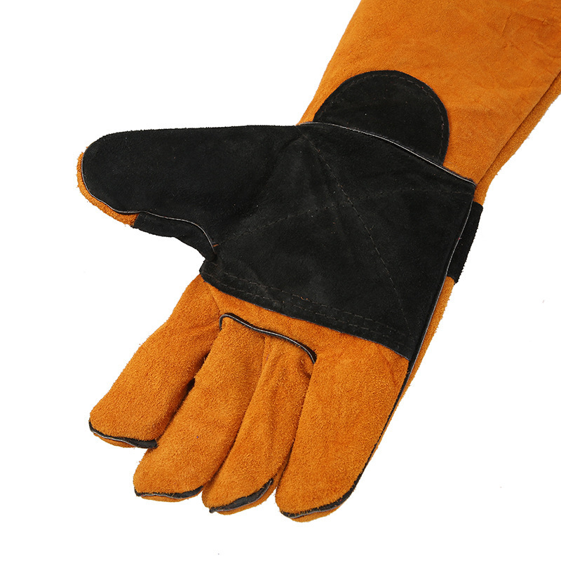 牛皮工作牛二层皮黄布黄皮劳保手套电焊工全掌驳掌手套厂家批发