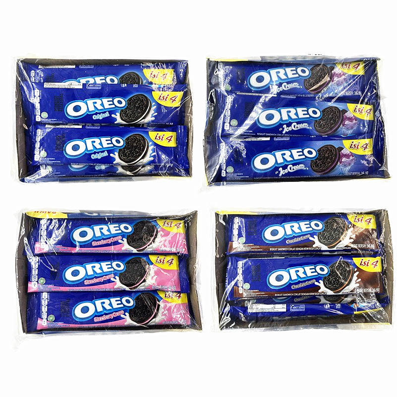 印尼进口饼干 奥利奥oreo香草味巧克力夹心饼干4枚*12条超值装