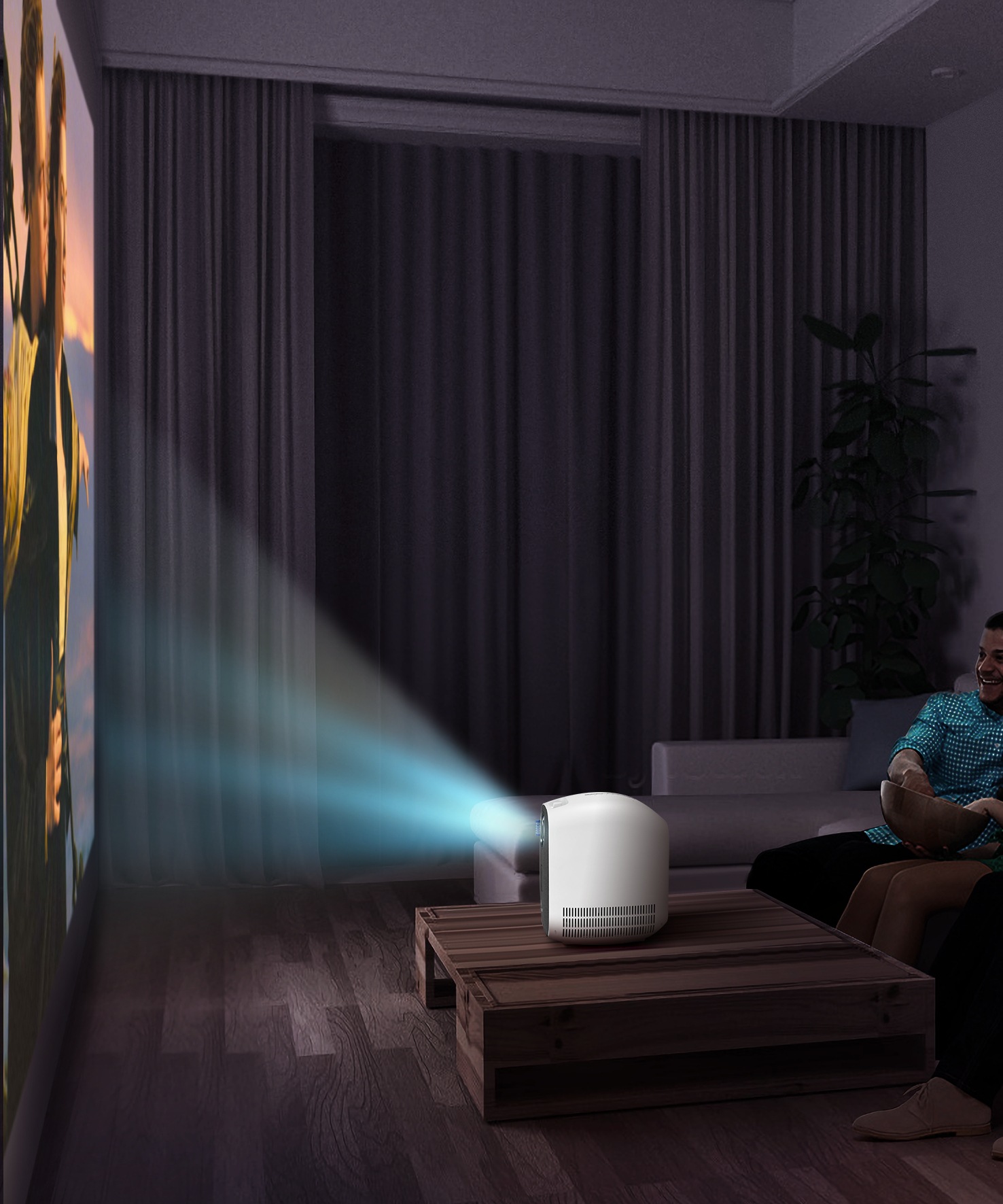 跨境新款led 1080p高清投影仪hdmi 电动调焦3d高清智能家用投影机