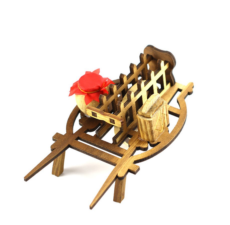 木制手推独轮车模型木质儿童玩具车大号怀旧微型农具景区工艺品