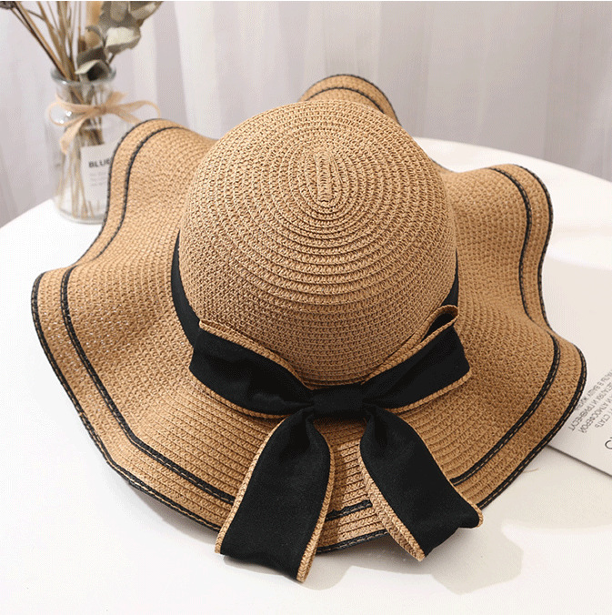 Hat Women's Summer Fashion Vacation Sun-Proof Big Brim Hat UV-Proof All-Match Travel Seaside Beach Straw Hat