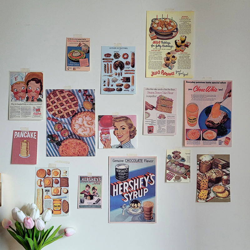 100克道林纸ins复古风墙贴房间墙面装饰卧室背景贴纸照片墙海报