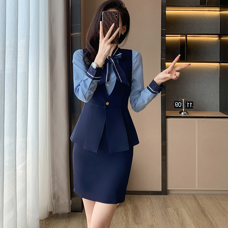 五星级酒店客房服务员大堂经理前台接待西装马甲套装女会所工作服