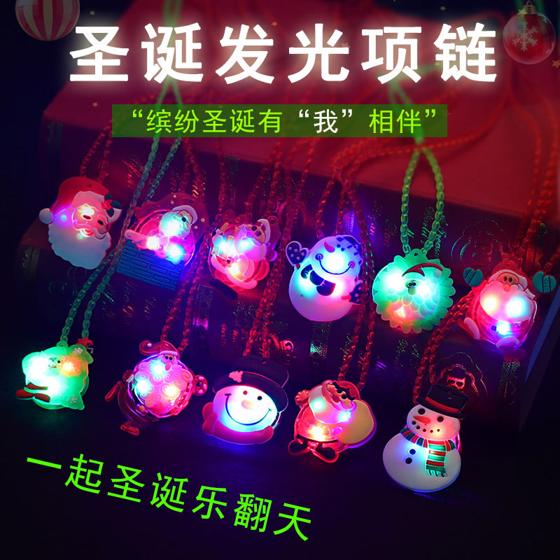 Christmas Necklace Luminous Halloween Brooch Watch Ring Cross-Border Direct Selling Halloween Christmas Flash Wholesale