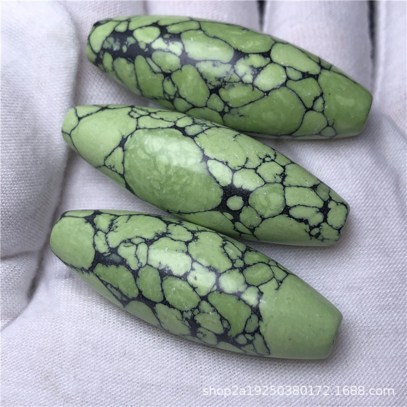 高瓷菱镁矿绿松石配饰文玩网花天珠圆珠散珠顶腰珠手工材料直销