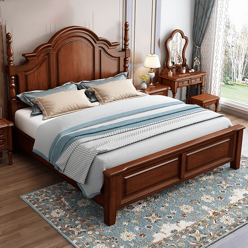 hf2x名坤美式实木床1.8米复古双人主卧婚床1.