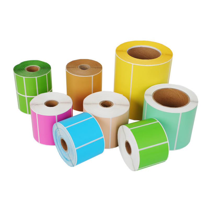 热敏纸不干胶彩色卷筒热敏纸红 黄 兰 绿 橙多色热敏不干胶标签纸