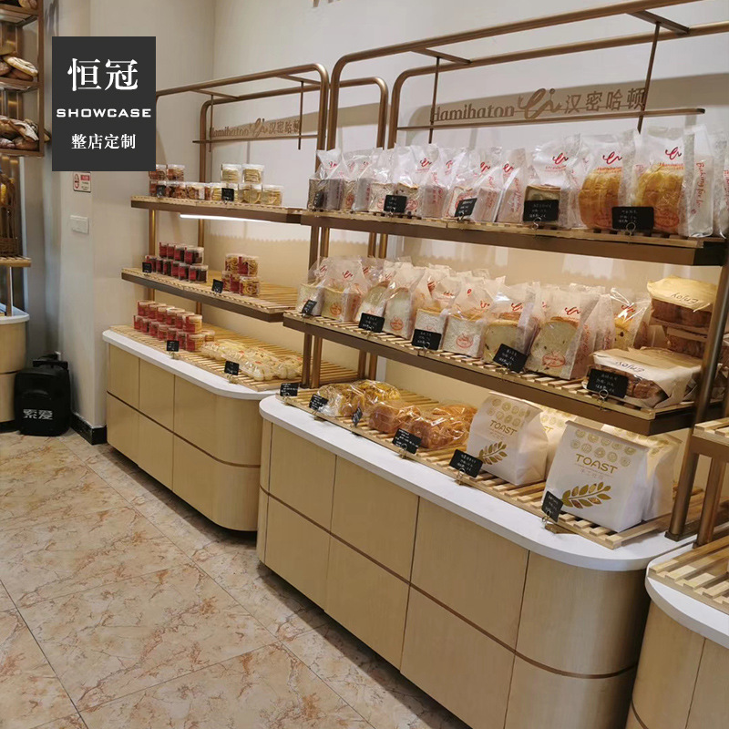 新款面包柜面包展示柜商用烘焙边柜蛋糕店设备镀钛全套中岛柜