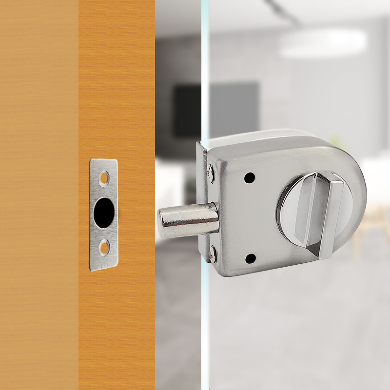 淋浴房浴室玻璃门锁无框钢化推拉玻璃门插销免打孔玻璃锁单门双门