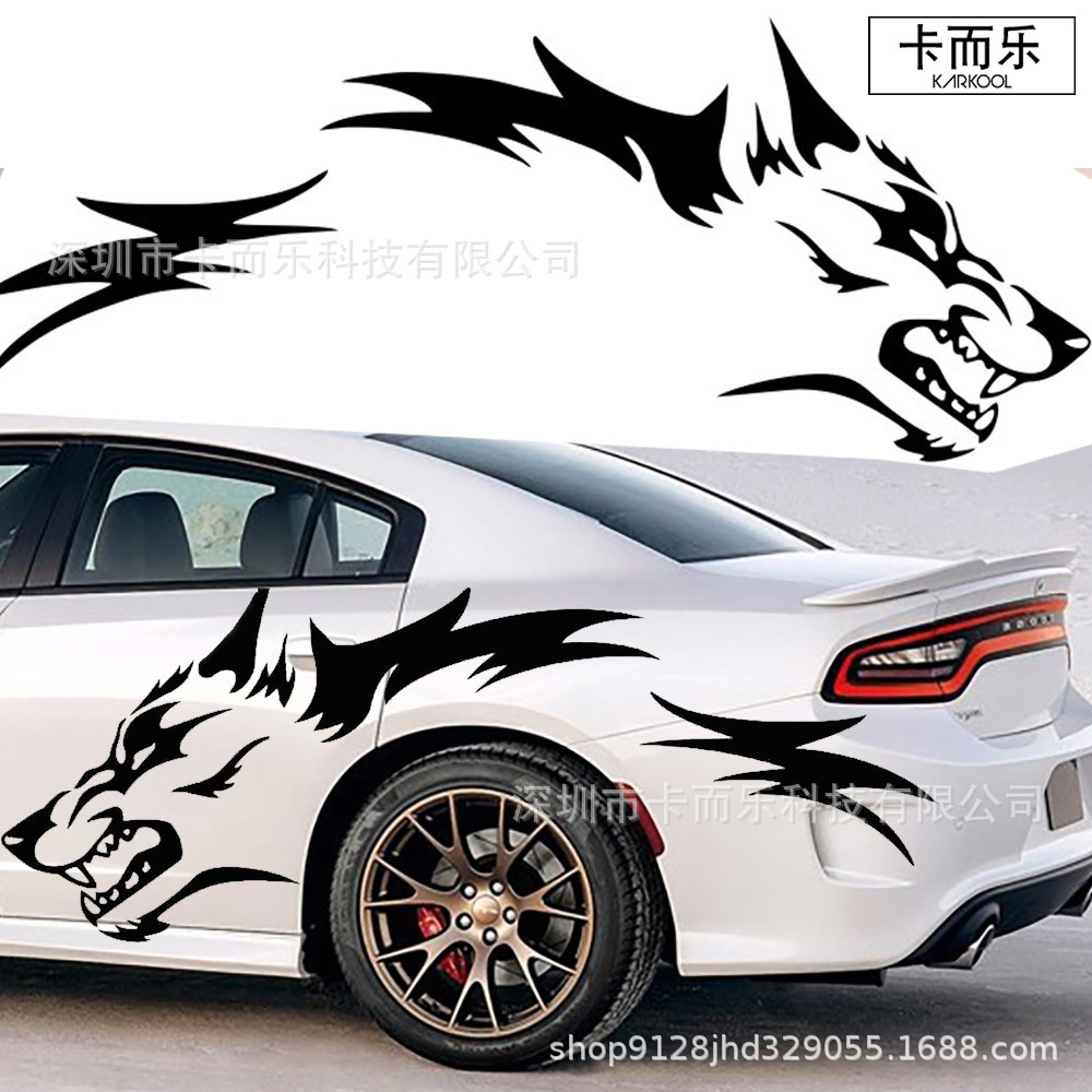 外贸热销狼图腾汽车贴纸 个性装饰赛车跑车卡车后车轮贴花 车门贴