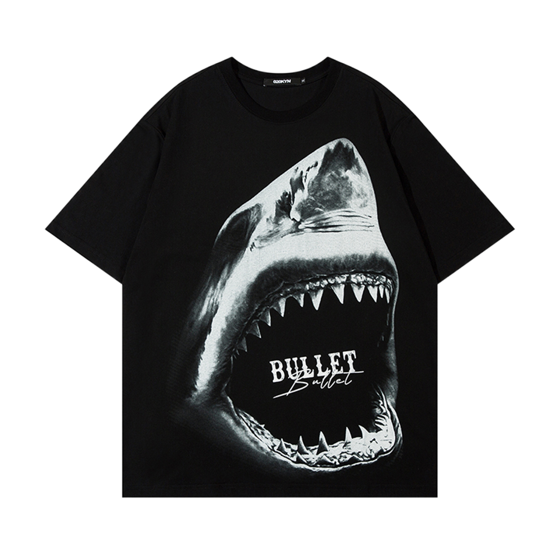 ak男装丨夏季新款短袖青少年t恤纯棉美式街潮圆领鲨鱼休闲印花t恤