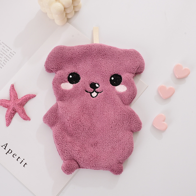 Cute Dog Double Layer Hand Towel Hanging Cute Coral Fleece Hand Towel Double Layer Hand Towel Wholesale