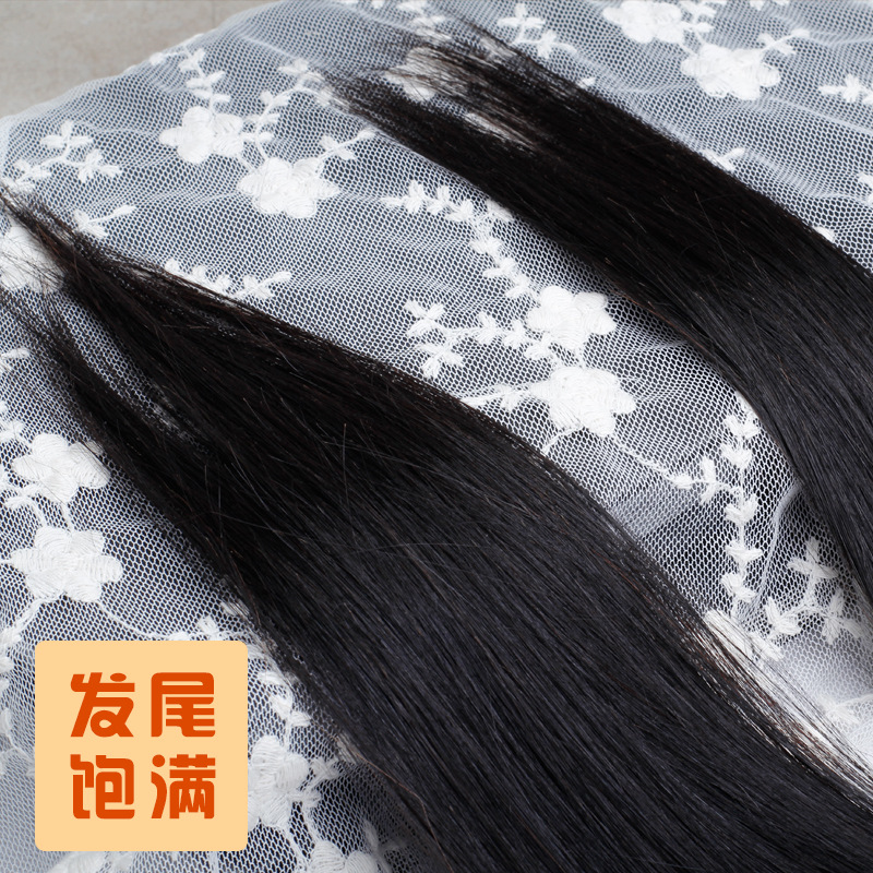 Selection of Real Hair Clip Hair Extension Center-Parted Bangs Wig Set Real Hair Piece Thickened Invisible Seamless Hair Extension