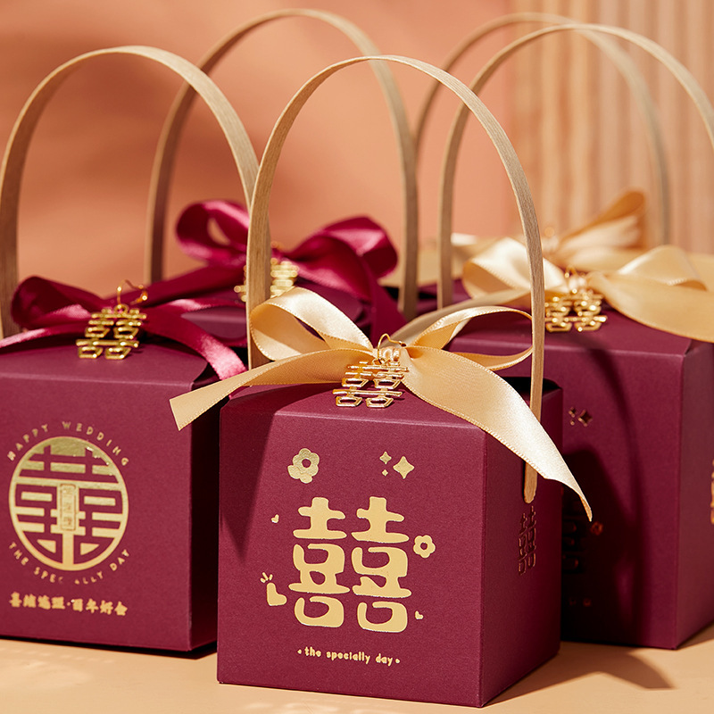 中国风手提喜糖盒婚礼创意喜糖袋结婚糖盒伴手礼糖果包装纸盒批发