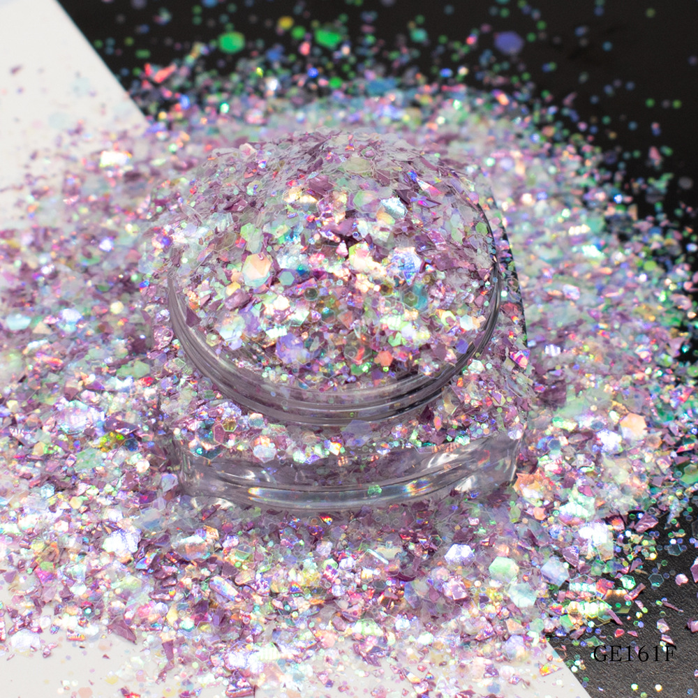 美甲星空霓彩亮片七彩色镭射碎片闪粉网红流行爆闪七彩极光新款色