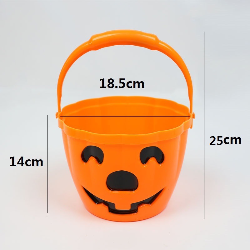 New Halloween Party Props Children's Halloween Toy Pumpkin Bucket Pumpkin Lamp Luminous Candy Bucket