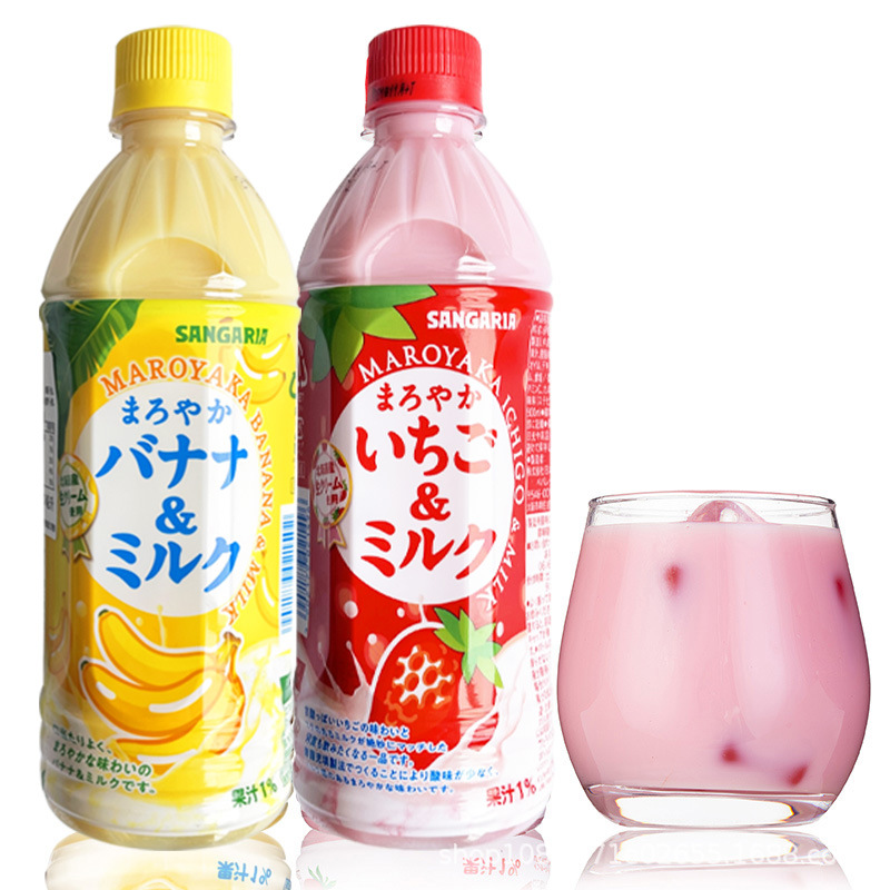 日本进口三佳利sangaria桑戈利亚草莓香蕉牛奶果味饮料批发500ml