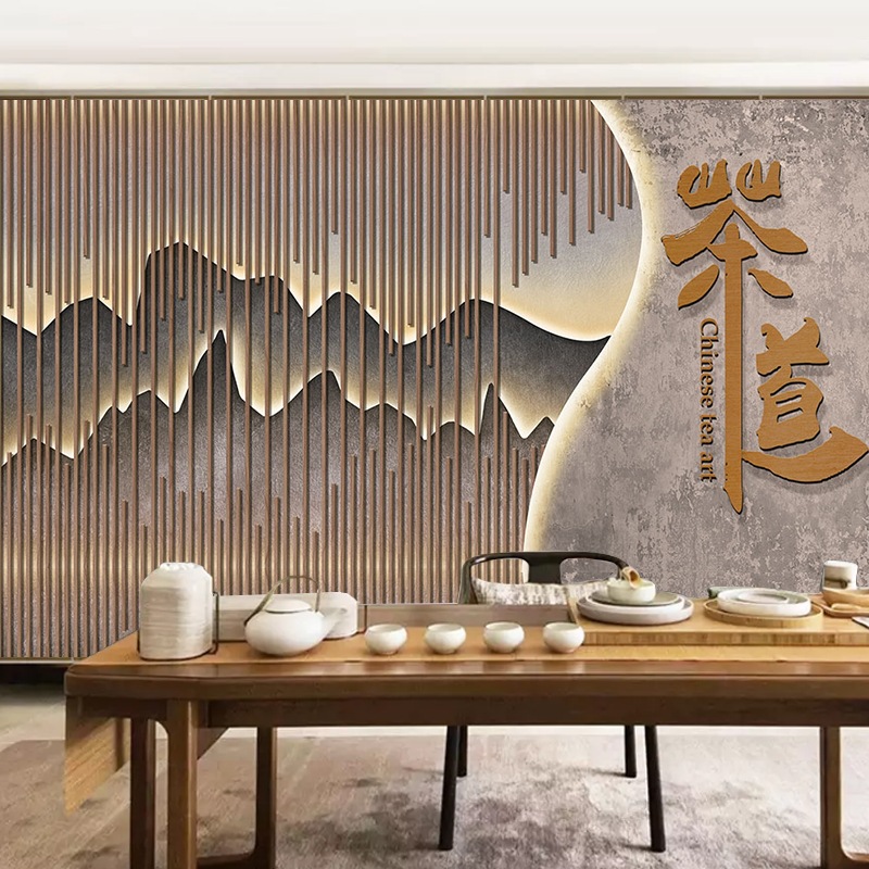 新品墙纸茶道茶叶店背景墙茶庄茶室3d茶文化壁纸中式茶馆茶楼禅意
