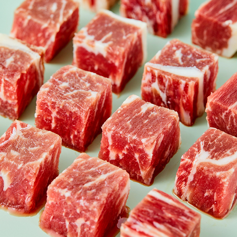 圣农四方牛肉粒新鲜微腌调理生鲜牛肉块家庭烤肉红烧火锅食材1斤