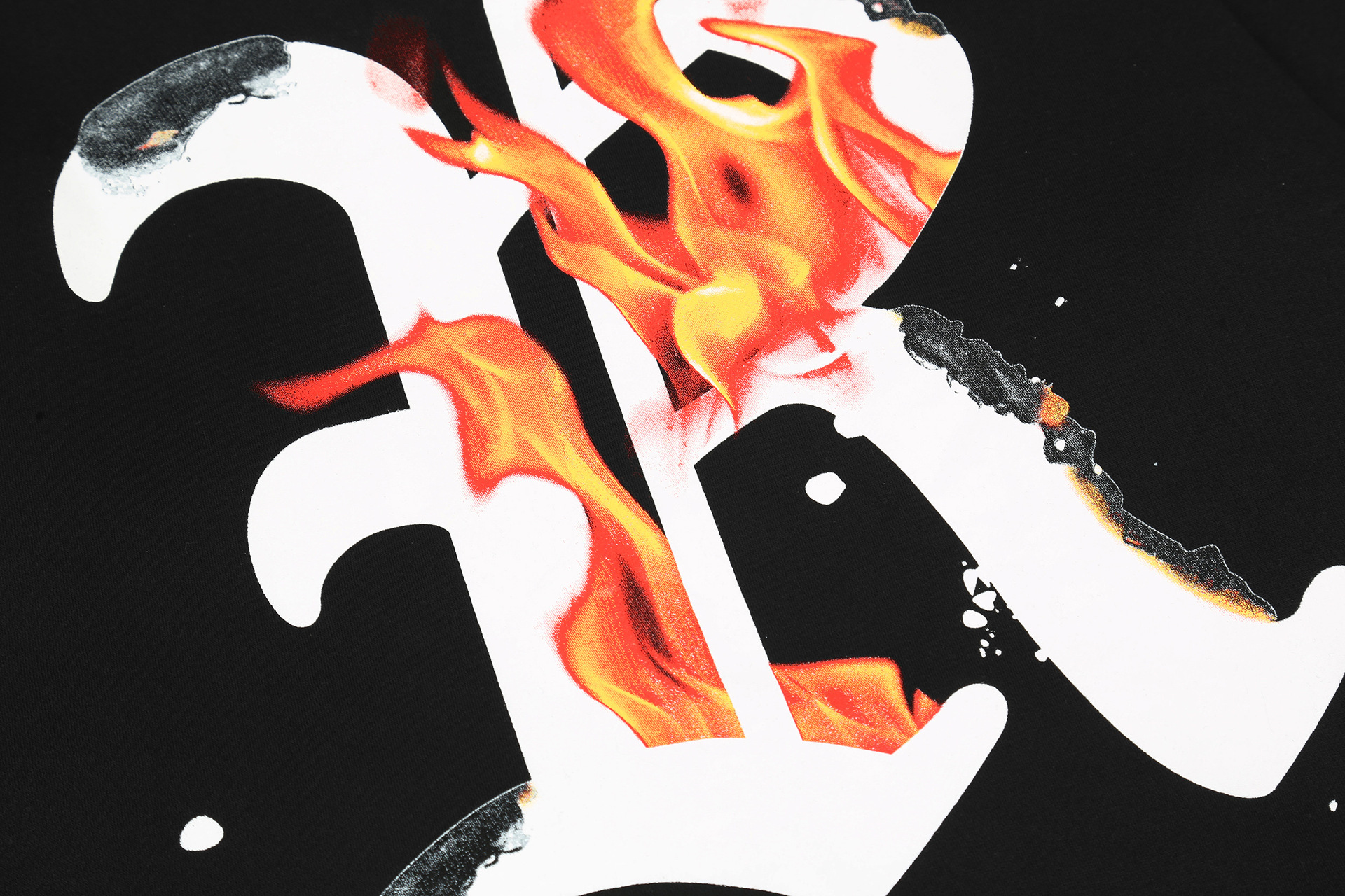 高街潮牌revenge火焰烧纸片效果字母加绒连帽卫衣宽松帽衫男女冬