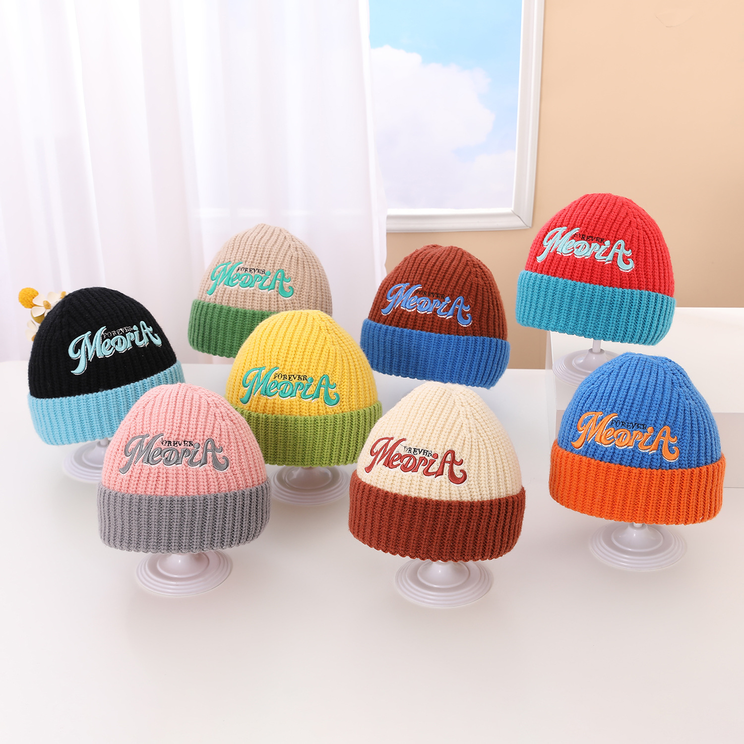 Autumn and Winter Children Woolen Cap Knitted Hat Baby Cute Warm Thickened Ears Protection Hat Men and Women Children's Beanie Cap Fashion